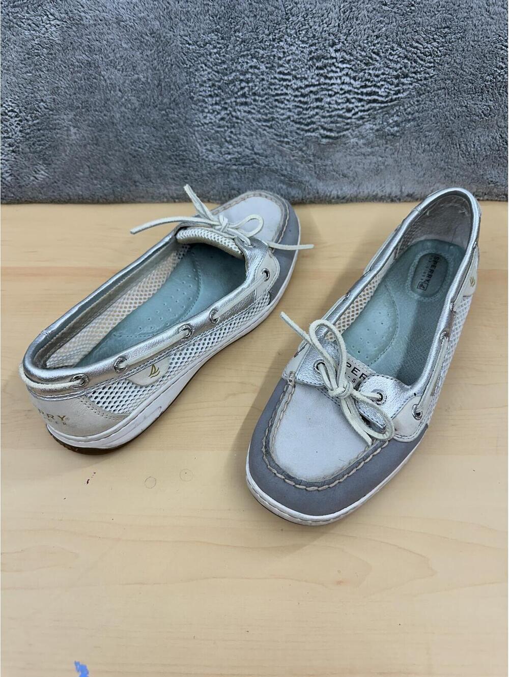 Sperry Two Tone Silver Blue Boat Shoes